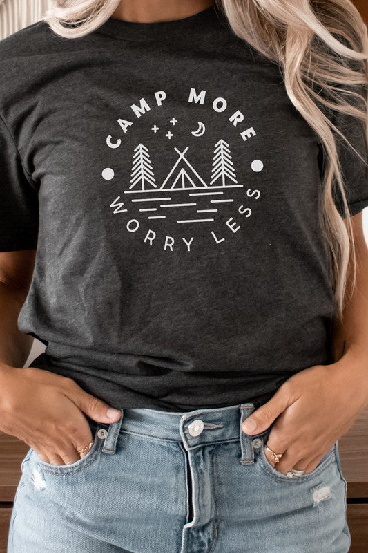 Camp More Worry Less Tent in Forest Graphic Tee Shirt