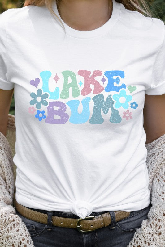 Pastel Flowers Lake Bum Summer Graphic Tee Shirt
