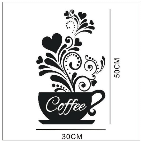 Flower Cane Coffee Cup Kitchen Creative Wall Sticker