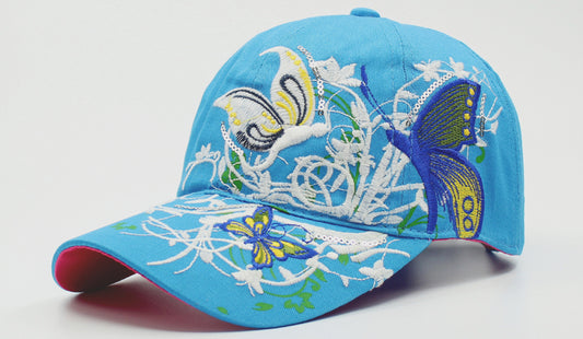 Embroidered Butterfly Baseball Cap