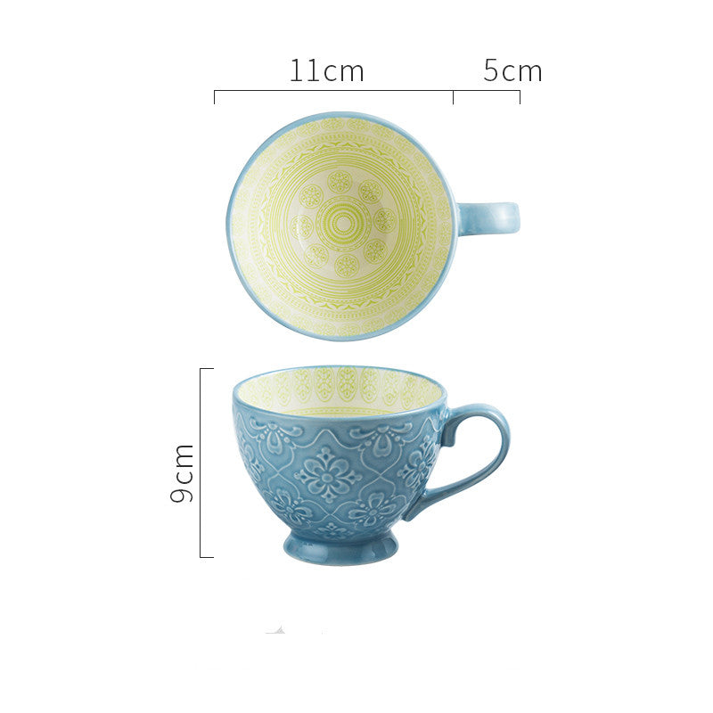 Solid Colored Outside and Patterned Inside -Coffee Mugs