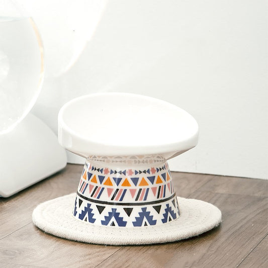 Elevated Colorful Geometric Design Ceramic Bowls