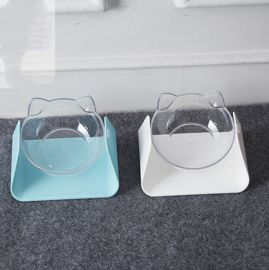 Protective Elevated Plastic Cat Face Image-Pet bowls