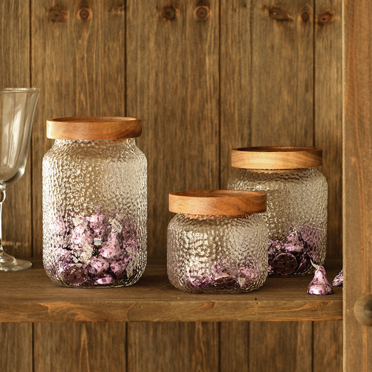 Airtight Textured Glass Storage Jars