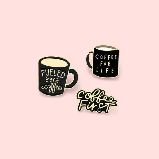 Black and Cream Coffee Cup Pin/ Brooch