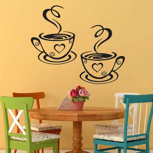 Pair Of Coffee Cup Wall Stickers