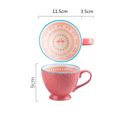 Solid Colored Outside and Patterned Inside -Coffee Mugs