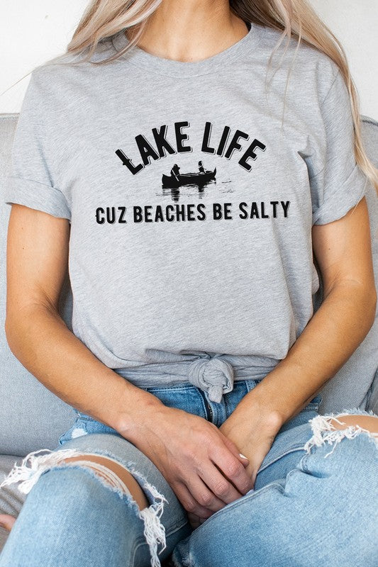 Lake Life Cuz Beaches Be Salty Rowboat Graphic Tee Shirt