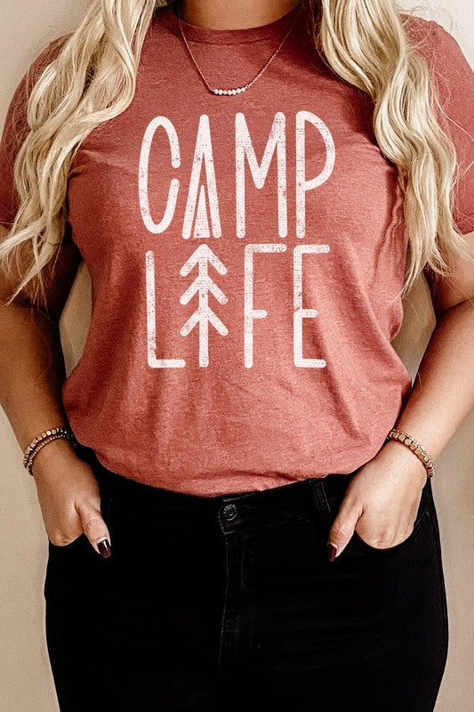 Camp Life Tree Summer Adventure Graphic Tee Shirt