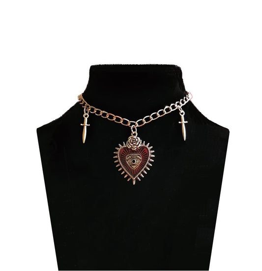 Gothic Heart W/Third Eye Necklace