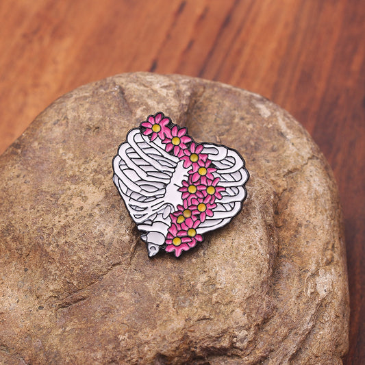 Halloween Flowered Heart Pin/Brooch