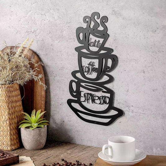 Metal Wall Decoration of Stacked Coffee Cups