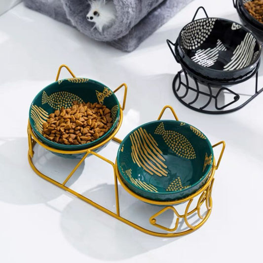 Elevated Ceramic Bowls w/ Stylish Stand Tilted Design