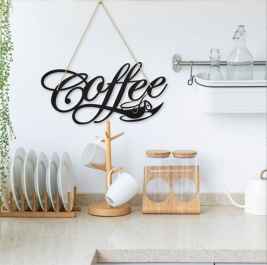 Metal Coffee Silhouette Wall Hanging Decoration
