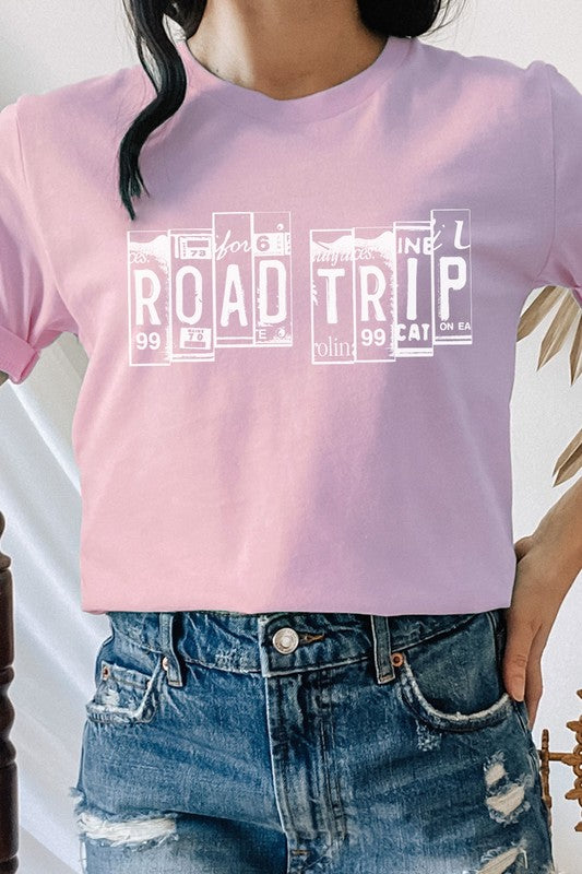 Road Trip License Plate Vacation Graphic Tee Shirt