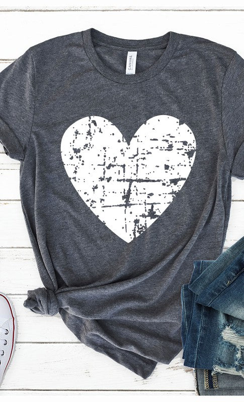 Distressed Heart Graphic Tee Shirt