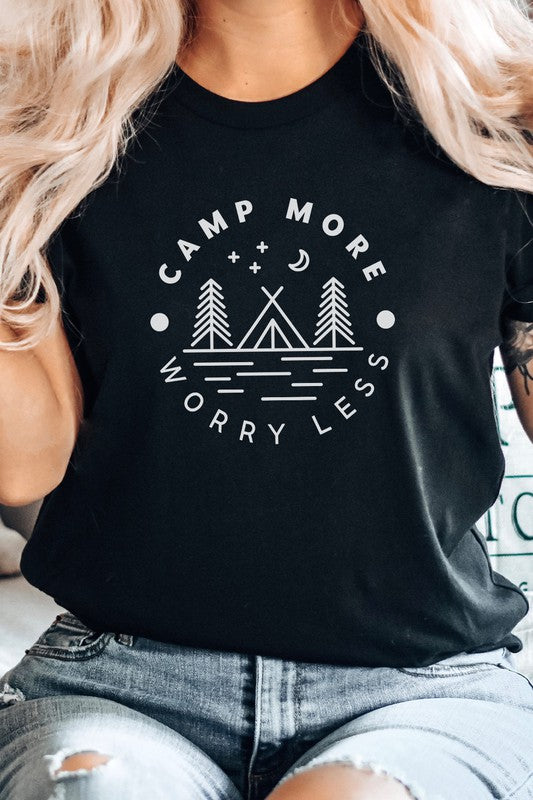 Camp More Worry Less Tent in Forest Graphic Tee Shirt