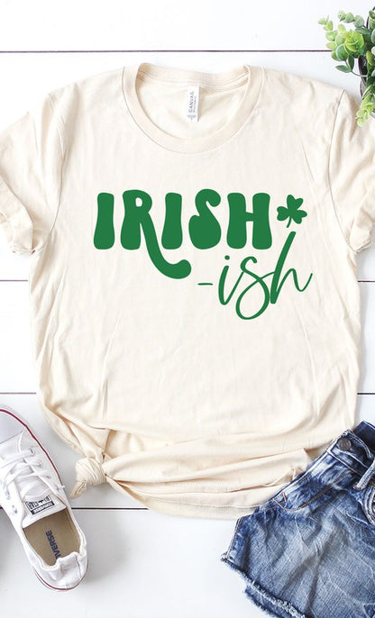 Irish ish green shamrock graphic tee shirt