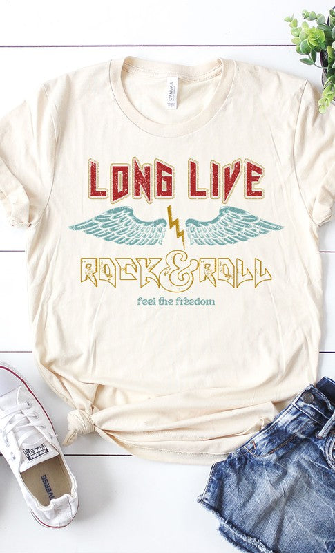 Vintage Long Live Rock and Roll Graphic Tee Shirt