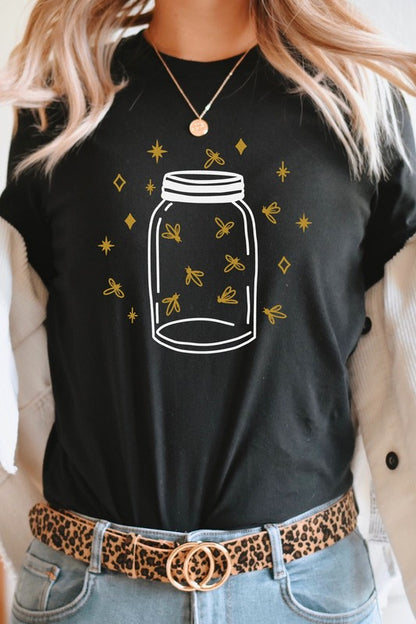 Fireflies in a Jar Glow Summer Nights Graphic Tee Shirt