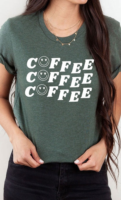 Smiley Coffee Graphic Tee Shirt