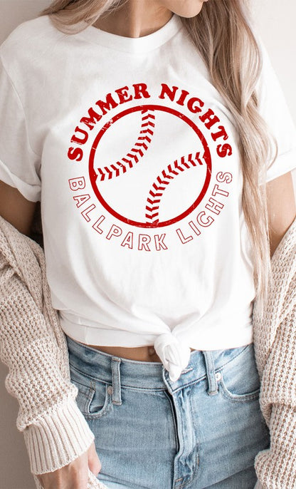 Summer Nights and Ballpark Lights Baseball Graphic Tee Shirt