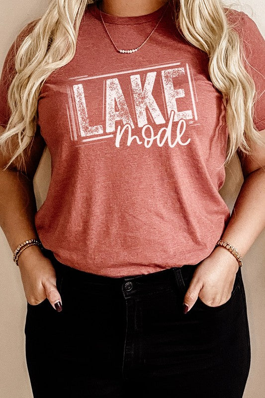 Lake Mode Summer Break Vacation Swim Graphic Tee Shirt