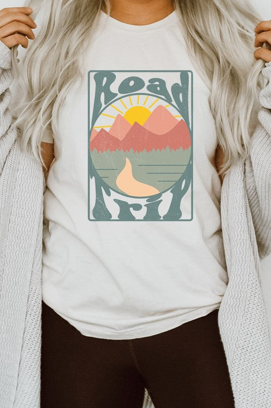 Road Trip Mountain Sunrise Adventure Graphic Tee Shirt