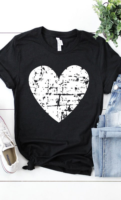 Distressed Heart Graphic Tee Shirt