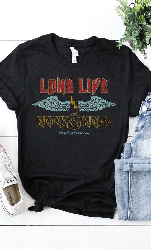 Vintage Long Live Rock and Roll Graphic Tee Shirt