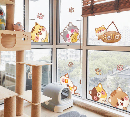 Cartoon Cat Wardrobe Stickers Creative Room Decoration Stickers Cat Litter Wall Stickers