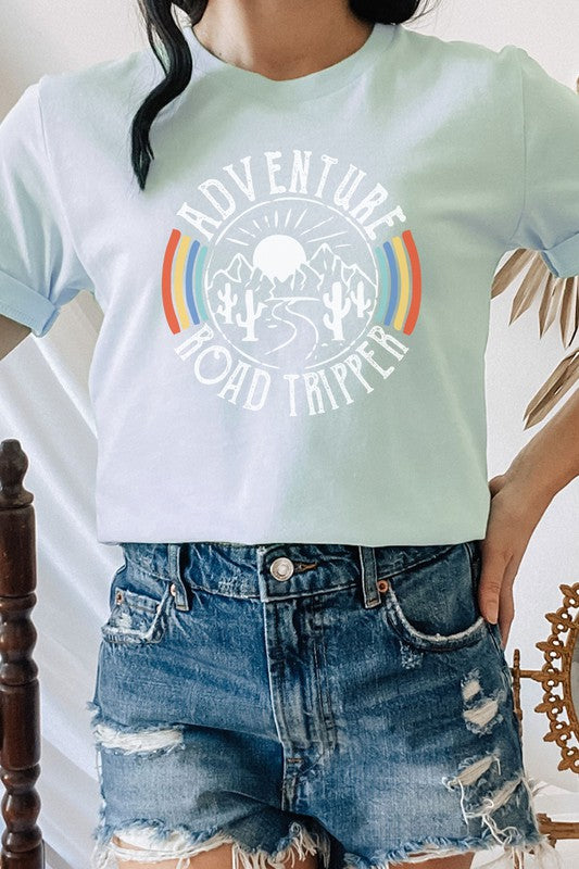 Adventure Road Tripper Desert Rainbow Graphic Tee Shirt