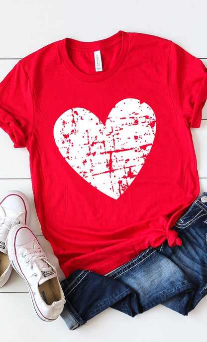 Distressed Heart Graphic Tee Shirt