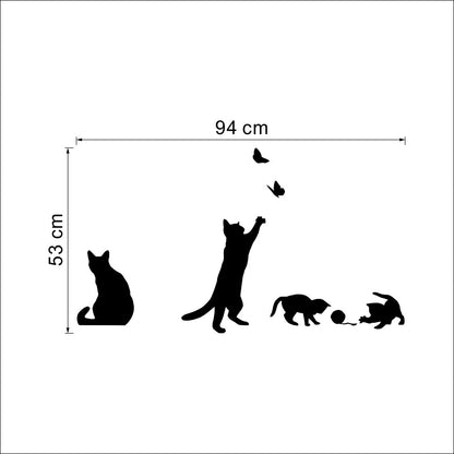 Cat Chasing Butterfly and Ball of Yarn Wall Sticker