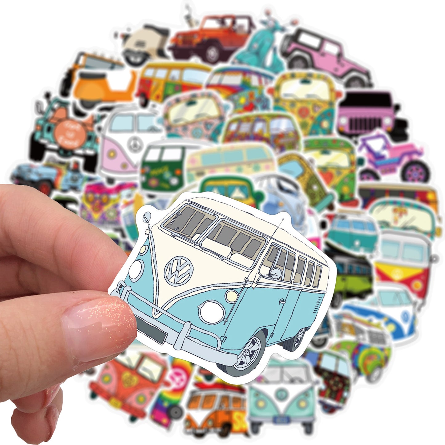 Volkswagen Van and Jeep Graffiti Waterproof Laptop Stickers