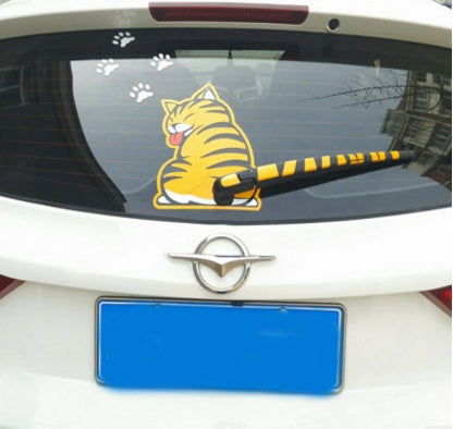 Cat rear window wiper sticker