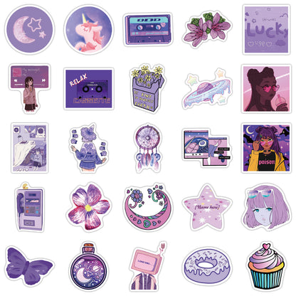 Cute Purple Girl Graffiti Stickers Luggage