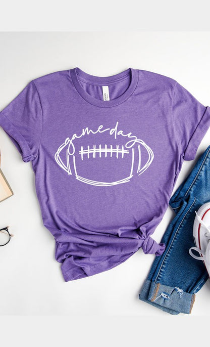 Cursive Football Game Day Graphic Tee Shirt