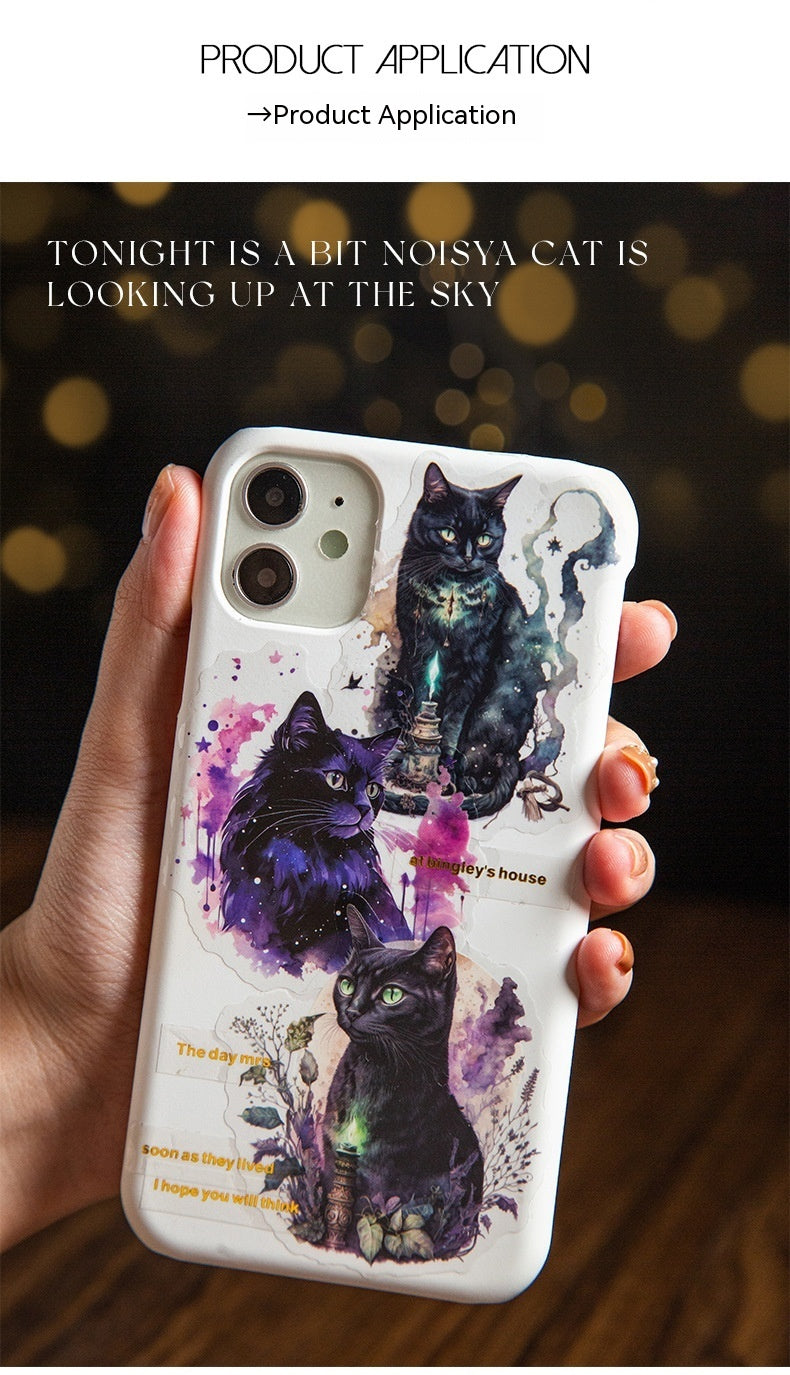 Beautiful Day PET Stickers Black Leah's Cat Series