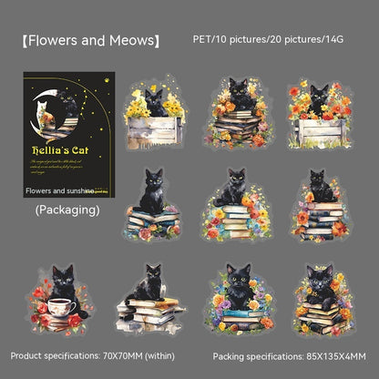 Beautiful Day PET Stickers Black Leah's Cat Series