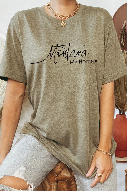 Montana My Home Heart State Graphic Tee Shirt