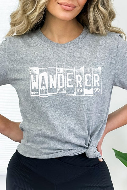 Wanderer License Plate Road Tripping Graphic Tee Shirt