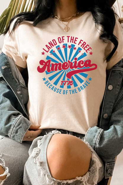 America Land Of The Free Of The Brave Graphic Tee Shirt