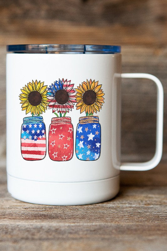 Patriotic USA Mason Jars Travel Mug