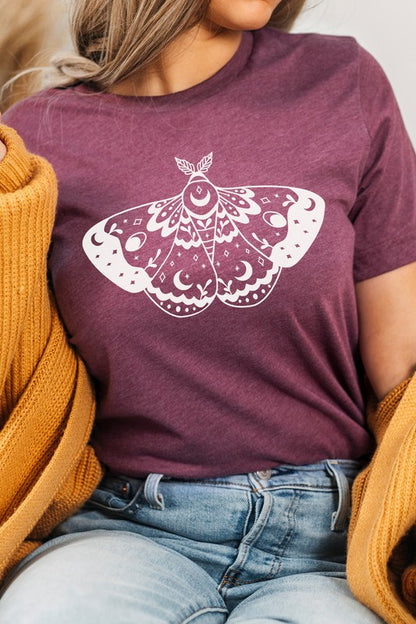 Ornamental Luna Moth Summer Night Graphic Tee Shirt