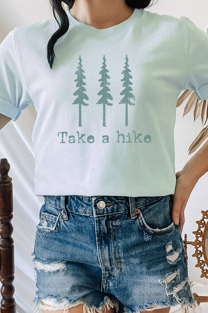 Pine Trees Take A Hike Summer Trip Graphic Tee Shirt