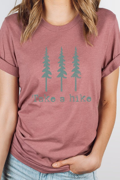 Pine Trees Take A Hike Summer Trip Graphic Tee Shirt