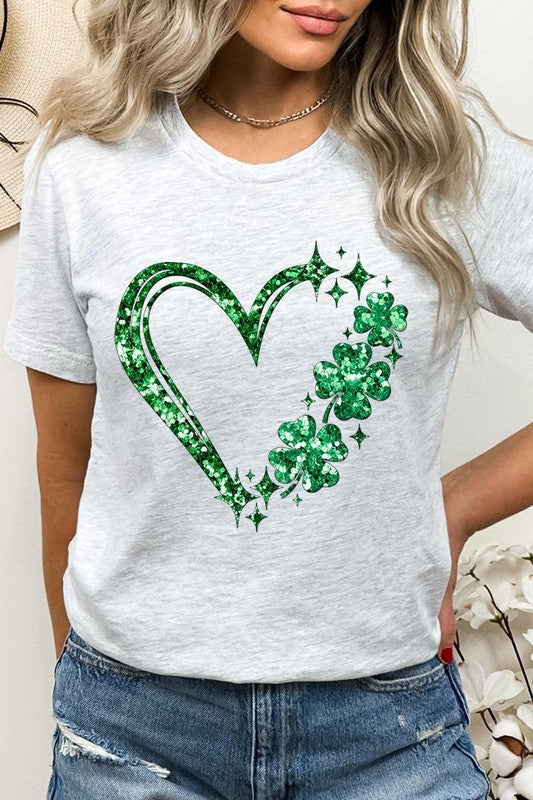 Heart Four Leaf Clover Graphic T Shirts