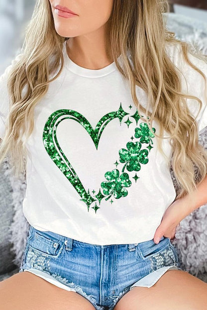 Heart Four Leaf Clover Graphic T Shirts