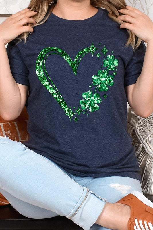 Heart Four Leaf Clover Graphic T Shirts